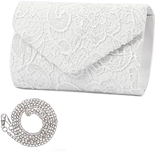 Apradas Womens Lace Envelope Clutch,Elegant Floral Lace Envelope Clutch Purses with Shoulder Strap Satin Tote Shoulder Bag Evening Clutch for Wedding and Party Prom Handbag