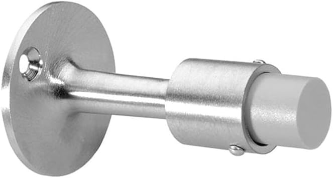 Rockwood 475.26D Brass Door Stop, #8 x 3/4" OH SMS Fastener with Plastic Anchor, 2-1/4" Base Diameter x 3-3/4" Height, Satin Chrome Plated Finish