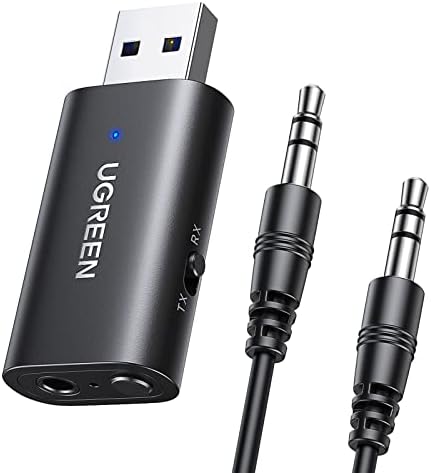 UGREEN Bluetooth 5.1 Transmitter and Receiver 2-in-1, Bluetooth Aux Adapter Car with Audio Jack Auto Reconnect for Car, TV, AirPods, PC, Speaker, Lorry, Motorcycle, PS5, Projector, Easy to Install