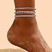 PINCHUAN Silver Ankle Bracelets for Women Waterproof Stainless Steel Anklet Adjustable Layered Cuban Silver Anklets Set Summer Beach Foot Jewelry Gift-silver