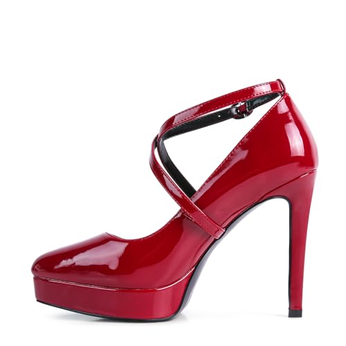 Pixie Dust Patent Faux Leather Cross Strap Pumps3