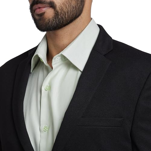Image of Park Avenue Men's Super Slim Fit Pure Terylene Structure Pattern Notch Lapel Full Sleeve Formal Jacket