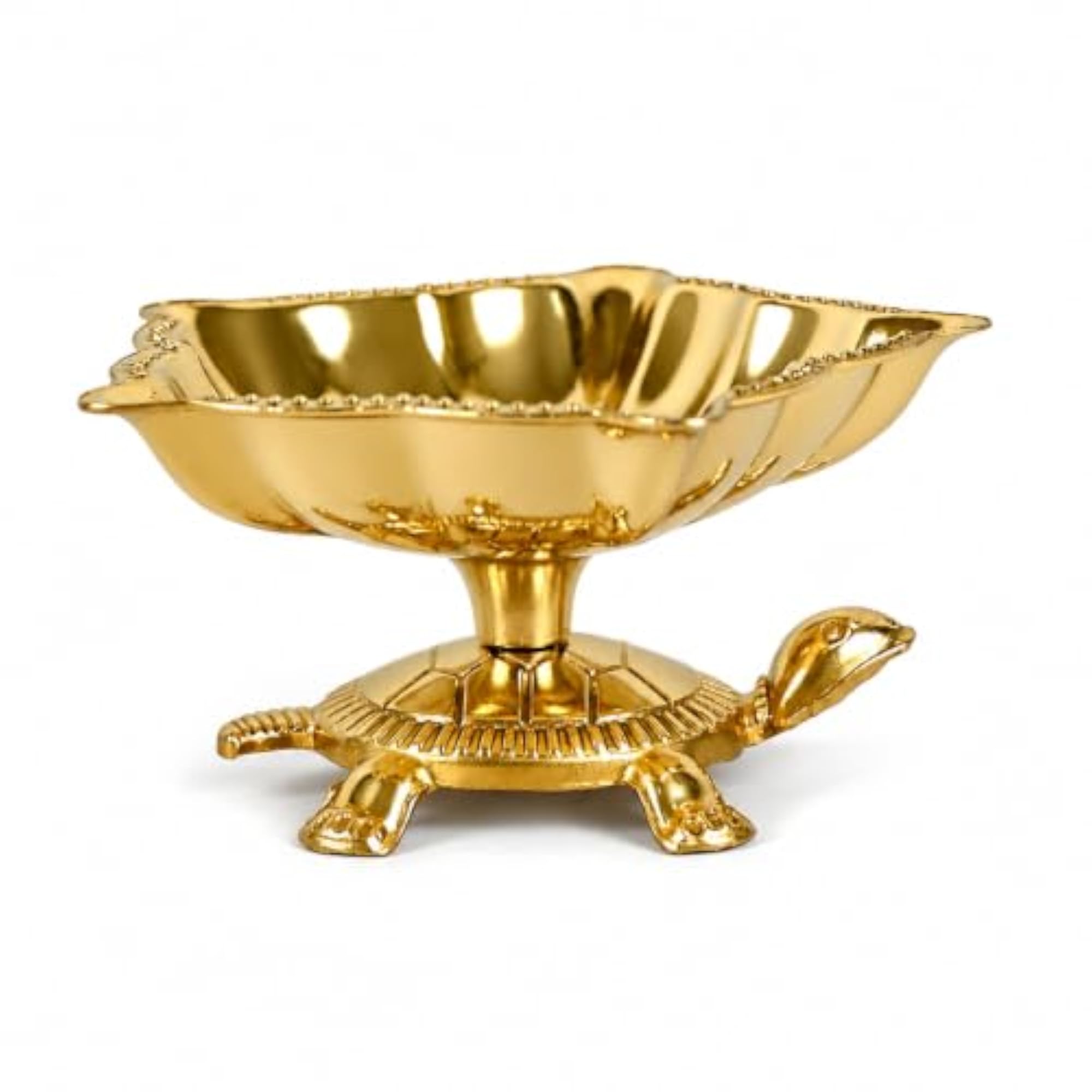 Brass Pancharti Diya on Turtle Base