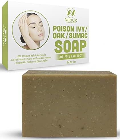 Natrulo Poison Ivy Soap Bar - All Natural Poison Ivy Treatment - Anti-Itch Skin Cleanser Bar for Poison Ivy, Poison Oak & Sumac - Removes Oils, Soothes & Relieves Rashes - 4 oz Bar Made in USA