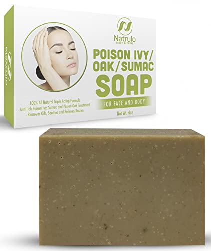 Natrulo Poison Ivy Soap Bar - All Natural Poison Ivy Treatment - Anti-Itch Skin Cleanser Bar For Poison Ivy, Poison Oak & Sumac - Removes Oils, Soothes & Relieves Rashes - 4 Oz Bar Made In Usa #TOP1