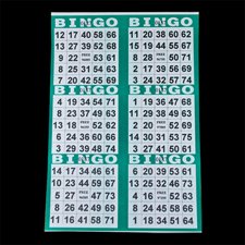 6 on Die Cut Bingo Cards - Green - 250 sheets