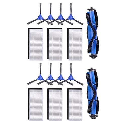 YUYOUG Brush Filters Side Brushes Accessories Part Set For Eufy RoboVac Replacement Kit 11S (2 rolling brush+8 side brushes+6 sets filters and foam filters)