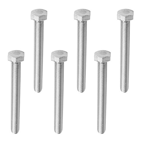 Image of Bettomshin 6Pcs M8 x 75mm Hex Bolts, 304 Stainless Steel 1.25mm Thread Pitch Fully Threaded Metric Hex Head Screw Bolts, Hexagon Screw Bolt, Hex Tap Bolts, Silver, A2-70 (Overall Size 80.3x13x13mm)