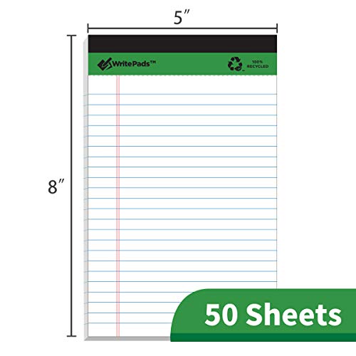 KAISA Bloco de notas pequeno para escrita, 50 folhas, 12,7 x 20,3 cm, pautado na faculdade, pautado