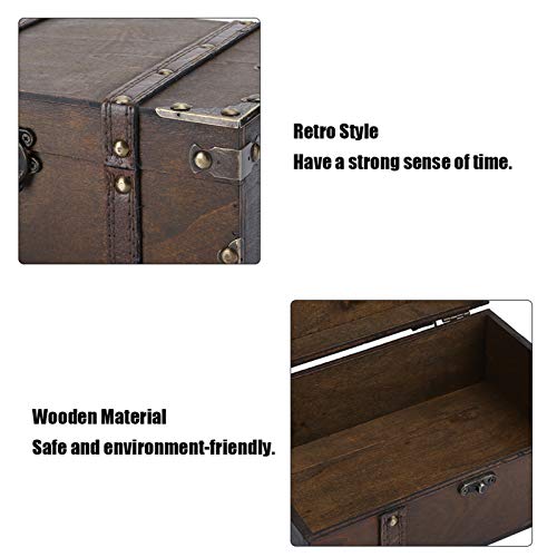 Zjchao Jewelry Box, Vintage Wooden Storage Box Decorative Treasure Jewelry Chest With Lock Home Decoration For Necklace Ring Earrings(1#) #TOP1