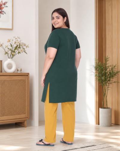 Image of In Love Women's Plus Size Printed Cotton Long-Line T-Shirt with Pocket | Cotton fabric - soft longline T-shirt with easy plus-size fit