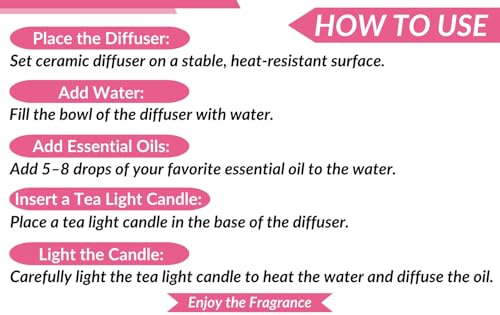 Image of Earth N Pure Ceramic Diffuser Burner with 10Ml Rose Essential Oil | 2 Tea Light Candles | Perfect for Gift Set
