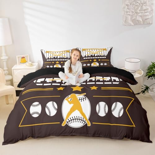 Erosebridal Baseball Seasonal Duvet Cover Baseball City Bedding Set,San Diego Bed Cover Sports Player Game Bed Set Twin