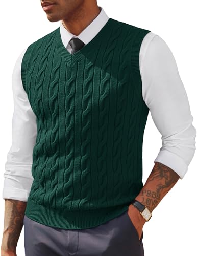 PJ PAUL JONES Men's V Neck Cable Knit Sweater Vest