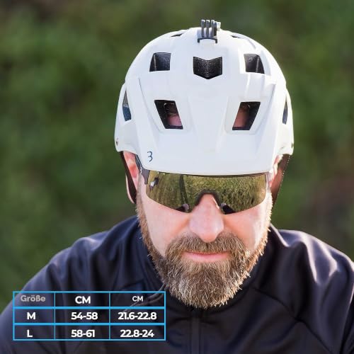 BBB Cycling Fahrradhelm Großen Visier und KameraHalterung Helm MTB, Matt Off Weiß, BHE-54, M (54-58cm) – Ansicht 2