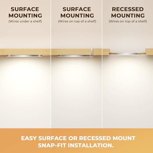 Image of VST Under Cabinet Mini Panel Lighting 3.94inch 12V 2.5W(Total 15W) with Wireless Dimmer Switch, Surface Mount Puck Light for Kitchen Van Truck Car Galley Downlight 6Pack(Round 2700K-6500K)