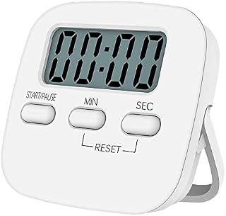 Kitchen Timer with Large LCD Display Digital Kitchen Timer Cooking Magnetic Stopwatch Timer with Loud Alarm Clock Timer (White)