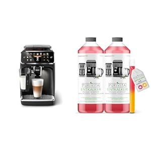 Philips Series 5400 Kaffeevollautomat – LatteGo Milchsystem & Purivita - Universal Entkalker 750 ml für Kaffeevollautomaten - Für alle bekannten Marken geeignet, 2 Flaschen