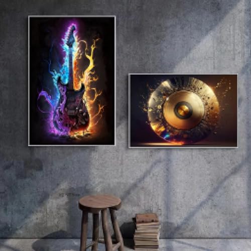 Peinture sur toile guitare colorée pour illuminer votre salon