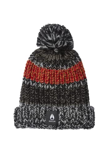 NIXON Nelson Bonnet noir en maille côtelée douce pour l'hiver