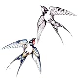 4 pcs Tatouage Ephemere Hirondelle Tatouage Temporaire Art Fille Clavicule Poignet Étanche Couleur Noir Et Blanc Tatouage