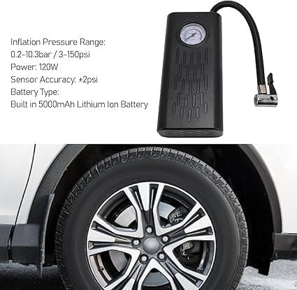 Image of TRENDING Portable Air Compressor Tire Inflator, Wireless Car Tyre Air Pump with Digital Pressure Gauge, USB Rechargeable Air Compressor for Car Bike Motorcycle Ball