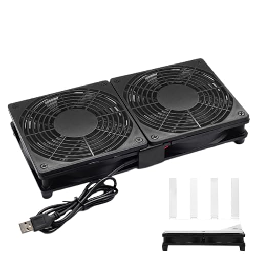 Ventilador De Enrutador Alimentado por USB - 5 V, Ventilador De De Enfriamiento De PC, Enfriador De Computadora De Alto Flujo De Aire | Ventiladores Compactos, Refrigerador Silencioso para Comput