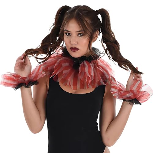 Vintage Circus Collar & Cuffs - 1 Set, Multicolor Costume Props, Perfect for Halloween, Carnival Theme Parties & More
