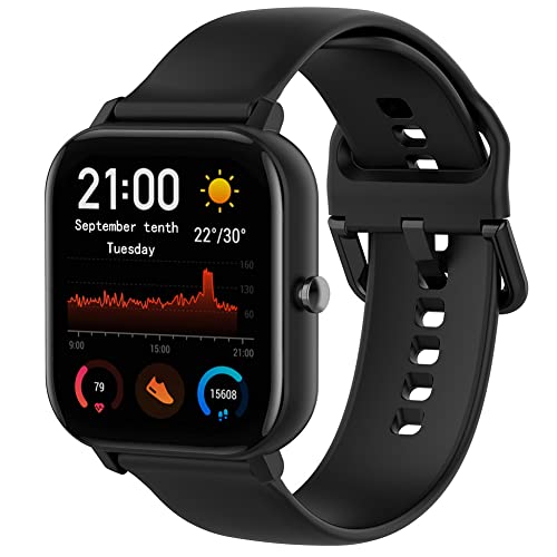 Keweni Armband Kompatibel mit Amazfit GTS 4 Mini,20mm Sport Silikonarmband Ersatzarmband Uhrenarmband für Amazfit GTS4 Mini/Amazfit GTS/ 3/ GTS 2/GTS/Amazfit Bip (Schwarz) Cover