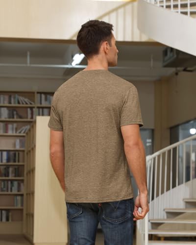 Angbater Men's Henley Shirts Casual Short Sleeve Button Cotton Tee Fashion Classic Tee T-Shirt with Pocket4