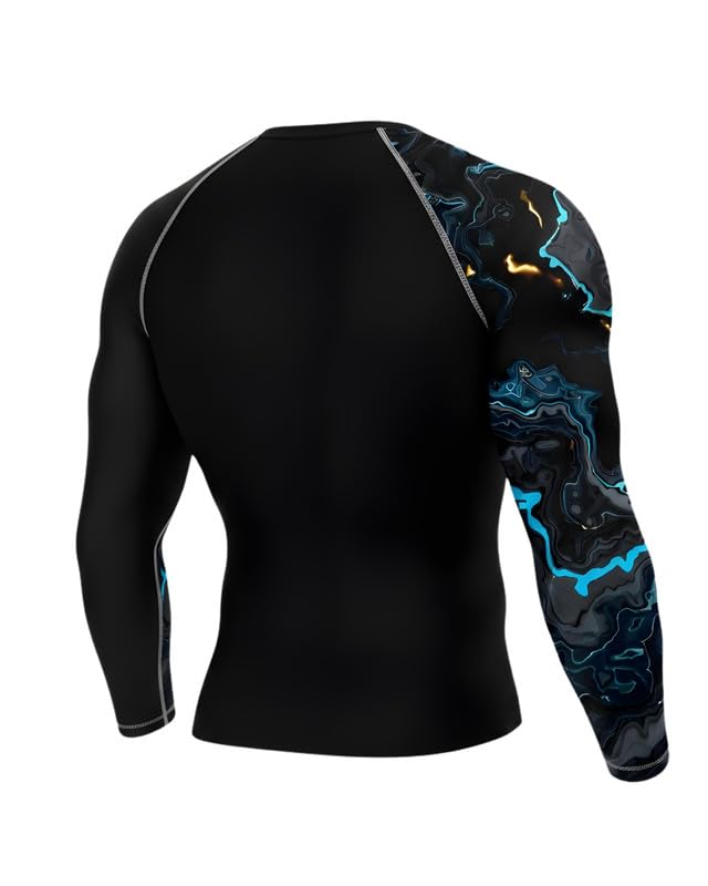 Image of Mens Gym Compression T-Shirt | Polyester Full Sleeve Sports Wear and Rash Guard for Training Workout and Athletic Activewear