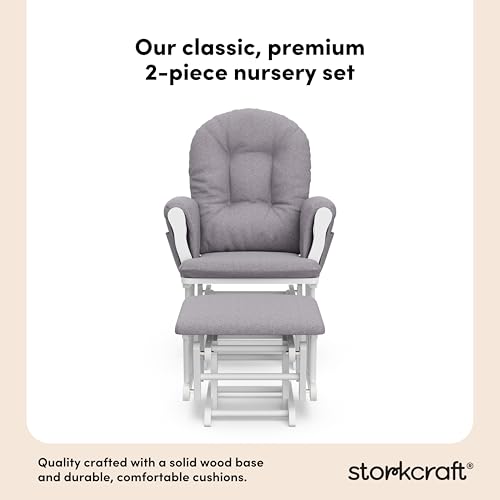 Image of Storkcraft Premium Hoop Glider & Ottoman (Espresso /Gray Swirl) - GREENGUARD Gold Certified Nursery Glider, Solid Wood Craftsmanship, Smooth-Gliding Nursery Chair and Ottoman, Award-Winning