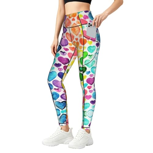 Leggings de corazones arcoíris ZXERTG mallas de compresión que moldean y sujetan al entrenar