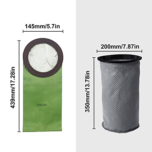 Image of Smilefil Round 10QT Intercept Micro Filter Paper Bags 100331 & Round Reusable Micro Cloth Filter Bags 100565 Replacement Fits for Proteam Cylindrical 10 Quart Backpack Vacuums