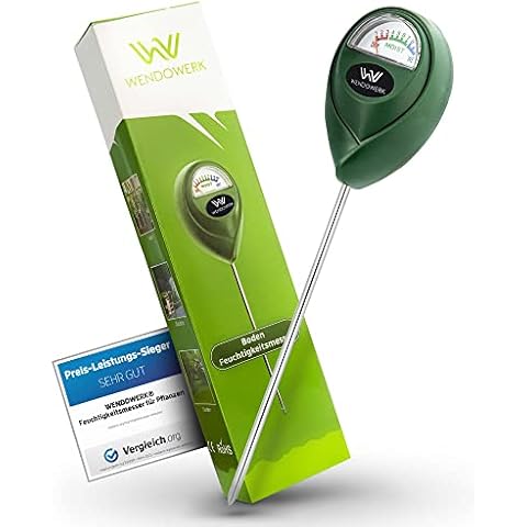 WENDOWERK® Boden Feuchtigkeitsmesser für Pflanzen - [Grün/Schwarz] - Ohne Batterien - Verbessertes Feuchtigkeitsmessgerät Pflanzen [2023] - Premium Bodentester Cover