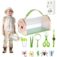 Bug Catcher Kit for Kids,Critter Habitat Box for Indoor/Outdoor Insect Collecting,Includes Carrying Handle and Easy-Access Door,with Bug Tong,Tweezer & Magnifying Glass,Gift for Boys and Girls