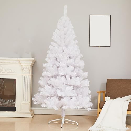 HGJH 白いクリスマスツリー 大型 1.5M おしゃれ 雪化粧 オーナメント クリスマスボール 針葉樹 濃密度の枝 ボリューム感 クリスマス飾り インテリア 玄関 自宅 部屋 家庭 商店 プレゼント ホワイト 収納便利 組立品
