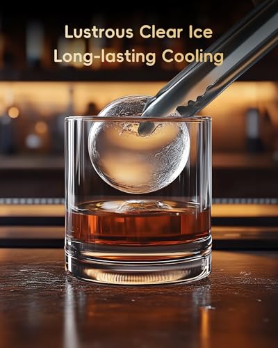 Image of ecozy 2 inch Ice Ball Maker Countertop,Clear Sphere Ice Maker Machine with CrystalFlux Technology, 4 pcs in 40 Mins, 144 pcs /Day, Enhanced Insulation, Auto Water Supply, Self-Cleaning for Whiskey