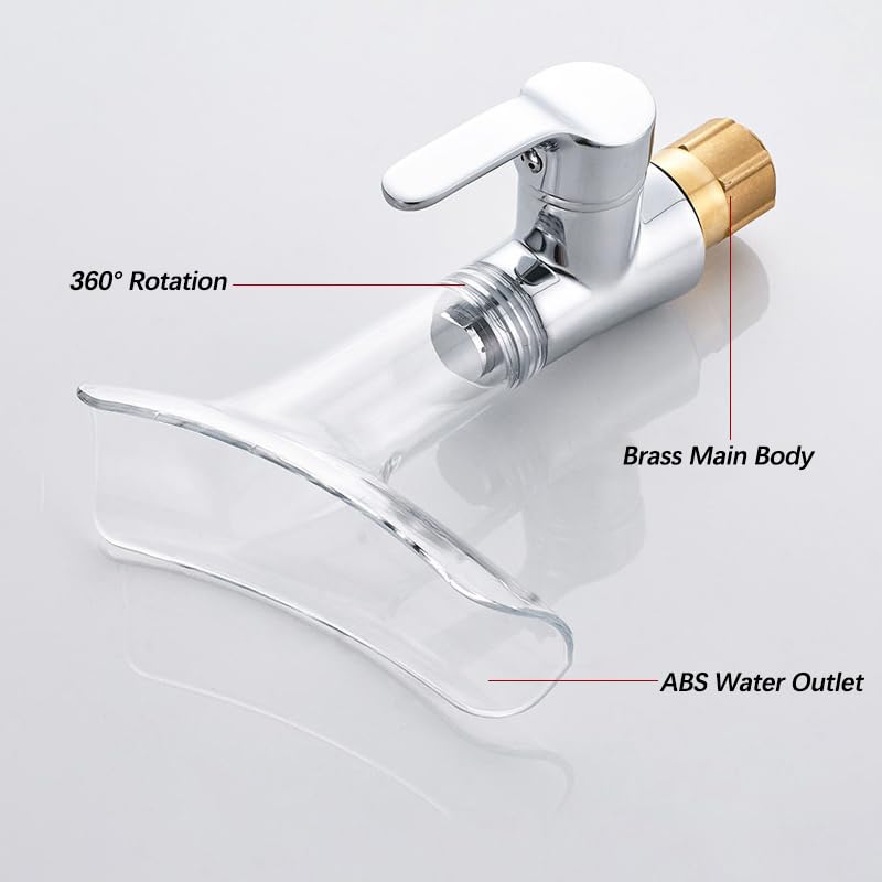 Robinet de lavabo cascade bleu transparent mitigeur haut de gamme sur pont poignée unique