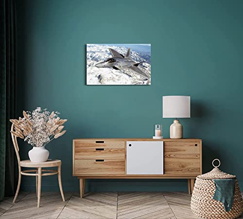 Fighter Jet Poster Raptor F-22 Airplane Wall Art Canvas Prints Aviation Wall Decor Framed Air Force Picture Artwork Aircraft Art Military Plane Decoration For Boys Room Home Office - 12X18 Inch #TOP2