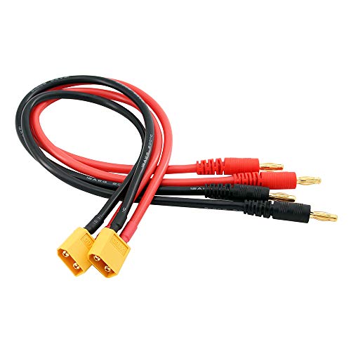 Câble XT60 vers fiches banane 4 mm adaptateur 12 AWG pour chargeur LiPo modélisme RC