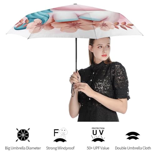 Parapluie automatique compact chat blanc de qualité supérieure - 4