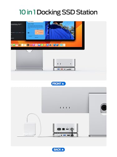 Image of MOVE SPEED mini M4 Dock Enclosure, 10 in 1 Aluminum Stand Hub, 10Gbps USB-C /A, 4K60Hz HDMI, SD /TF Reader, Space-Saving Vertical Design