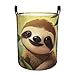Sloth Nursery print Laundry Basket Waterproof Laundry Hamper with Handle Collapsible Organizer Basket Circular portable Storage Bin for Kitchen Living Room Bathroom Closet Car