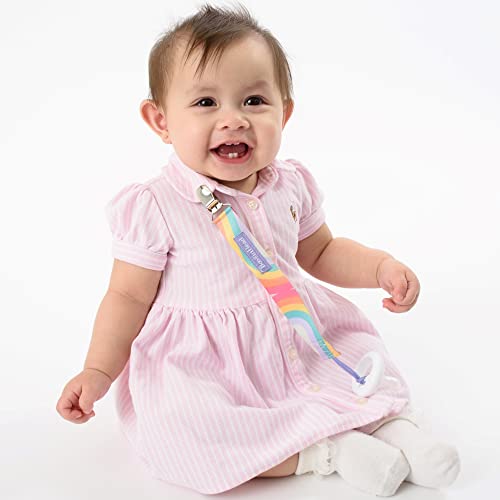 Image of BooginHead by Infantino PaciGrip 2-Pack Pacifier Clips - Universal Fit, Gentle on Clothes, Keeps Pacifiers Clean & Close, Ages 0-36 Months, Pink Ombre