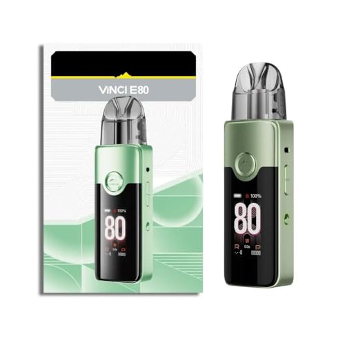 For VOOPOO Vinci E80 Kit 80 W | Verde | Batería 3000 mAh | 5 ML cartucho Vinci E Pod Resistencia integrada 0,3Ω/0,6Ω | MTL/DTL | pantalla TFT de 1,47" | vaporizador original - No Nicotine