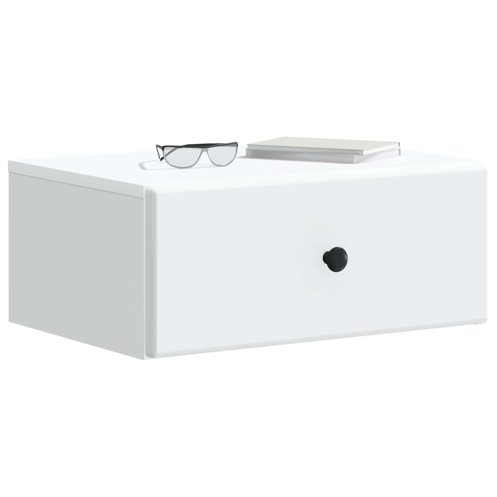 Table de chevet murale blanche - 49 x 34,5 x 20 cm - En bois