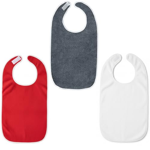 Kaiyzo Pack de 3 Baberos Adultos Reutilizable Lavable Baberos Personas Mayores Protector de Ropa para Ancianos Ara Personas Mayores, Ancianos, Discapacitados