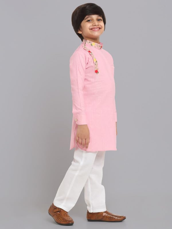 Image of Traditional Ethnic Wear Cotton Kurta Pyjama Set For Kids & Boys