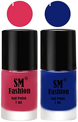 Image of Long Lasting Nail Polish | Nail Paint Combo 7 ml Each) - Set of 2 Dusty Pink-Blue